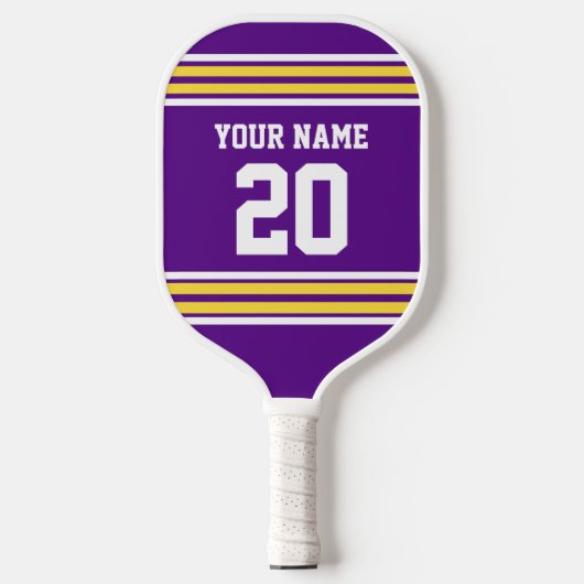DIYカラーズチームジャージーストライプズYellow Purple SV ピックルボールラケット (正面)