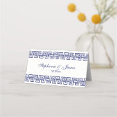 DIYカラーズネイビーブルーギリシャ鍵メイ縁どンダー#5W プレイスカード (正面)