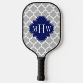 DIYカラーズモロッコグレーブルーホワイトBG 3イニシャルS ピックルボールラケット (裏面)