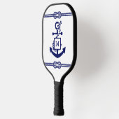 DIYカラーズロープノットいかりモノグラムホワイトネイビー ピックルボールラケット (左)