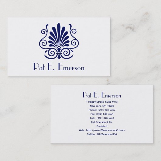 DIYカラーズヴィンテージルアールデコプルメパターン 名刺 (正面/裏面)