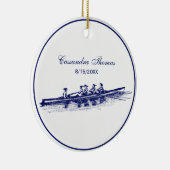DIYカラーズ女性漕ぎ漕ぎクルーズチームブルー セラミックオーナメント (右)