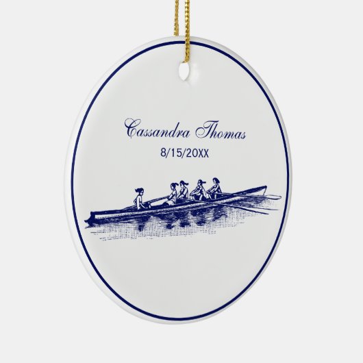 DIYカラーズ女性漕ぎ漕ぎクルーズチームブルー セラミックオーナメント (右)