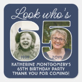 DIYカラーズ•ルックフーズ65バースデーパーティー2フォト スクエアシール (正面)