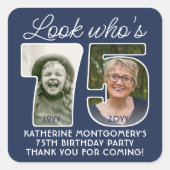 DIYカラーズ•ルックフーズ75バースデーパーティー2フォト スクエアシール (正面)