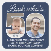 DIYカラーズ • 50歳の誕生日パーティー 2 フォト スクエアシール (正面)