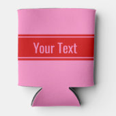 DIYカラーピンク#3、赤いリボン名モノグラムS 缶クーラー (正面)