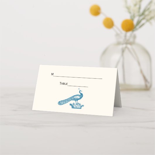 DIYカラーピーコックオンクラウンプレイスエスコートカードアイボリー プレイスカード (裏面)