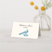 DIYカラーピーコックオンクラウンプレイスエスコートカードアイボリー プレイスカード (正面)