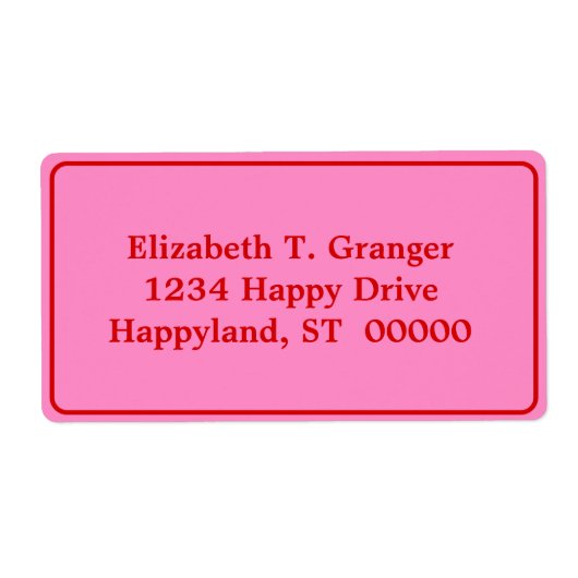 DIYカラーフレーム付きピンク#3赤 ラベル (正面)