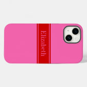 DIYカラーホットピンク、赤リボン名モノグラムS Case-Mate iPhoneケース (裏面 (横))