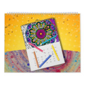 DIYカラーリングマンダラアウトライン芸術 – カレンダー (カバー)