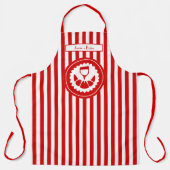 DIYカラー垂直ストライプレッドホワイトクロワッサンワイン エプロン (正面)