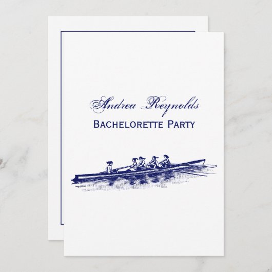 DIYカラー女性漕ぎローワークルチームSports Blue 招待状 (正面/裏面)