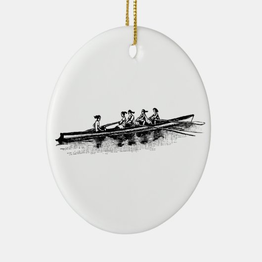 DIYカラー女性漕ぎ手クルーチームスポーツ セラミックオーナメント (右)