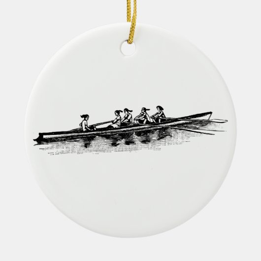 DIYカラー女性漕ぎ手クルーチームスポーツ セラミックオーナメント (正面)