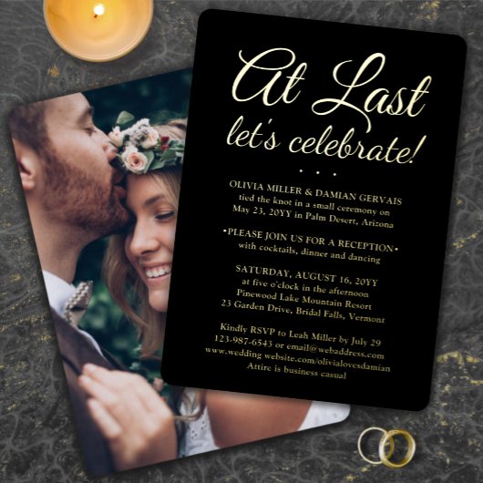 DIYカラー最後の結婚お祝い1写真 箔招待状