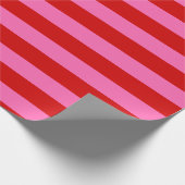 DIYカラー2"名門私立校風のストライプホットピンクレッド ラッピングペーパー (角)