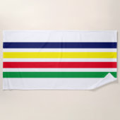 DIYカラー4ストライプ色レッドブルーイエローグリーンホワイト ビーチタオル (正面)