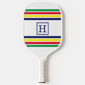 DIYカラー4ストライプ色レッドブルーイエローグリーンホワイト ピックルボールラケット (裏面)