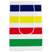 DIYカラー4ストライプ色レッドブルーイエローグリーンホワイト ミディアムペーパーバッグ (裏面)