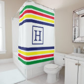 DIYカラー4ストライプ色レッドブルーイエローグリーンホワイトM シャワーカーテン (インサイチュ)