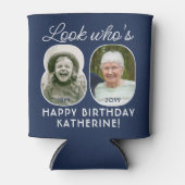 DIYカラー・おめでとう！80歳の誕生日パーティー 2枚の写真 缶クーラー (正面)