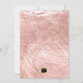 DIYカラー、イニシャル、偽のローズゴールドのファンシーなスクリプト 招待状 (裏面)