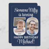 DIYカラー・ニフティ50th誕生日パーティー写真 招待状 (正面/裏面)