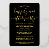 DIYカラー、パーティー1写真の後に幸せに結婚なる 箔招待状 (正面)