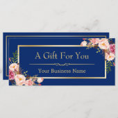 DIYカラー |フローラ金ゴールドギフト証明書カード (正面/裏面)