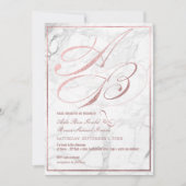 DIYカラー、モノグラム、フェイクバラ金ゴールドスファンシークリプト 招待状 (正面)