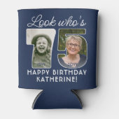 DIYカラー 誰が75歳の誕生日パーティー2枚の写真 缶クーラー (正面)