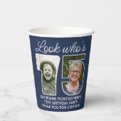 DIYカラー・ Look Who's 75 ・フォト誕生日パーティー 紙コップ (裏面)