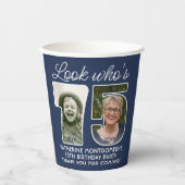 DIYカラー・ Look Who's 75 ・フォト誕生日パーティー 紙コップ (正面)