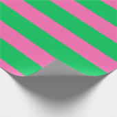DIYカラーXL名門私立校風のストライプエメラルドグリーンホットピンク ラッピングペーパー (角)