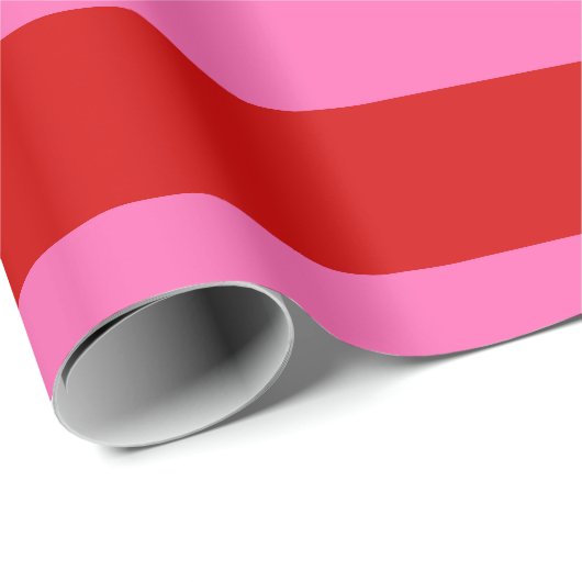 DIYカラーXL名門私立校風のストライプレッドホットピンク ラッピングペーパー (ロールコーナー)