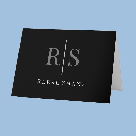 DIYグエレガントレーモノグラムとホワイトネーム空白の, カード