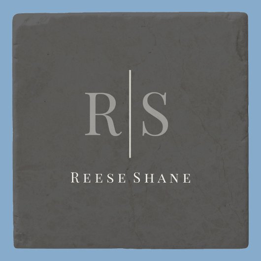 DIYグエレガントレーモノグラムとホワイトネーム、ブラック ストーンコースター