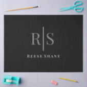 DIYグエレガントレーモノグラムとホワイトネーム、ブラック 薄葉紙 (クラフト)