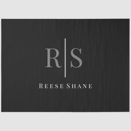 DIYグエレガントレーモノグラムとホワイトネーム、ブラック 薄葉紙 (正面)