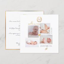 DIYゴールドのイニシャル　出産お礼カード