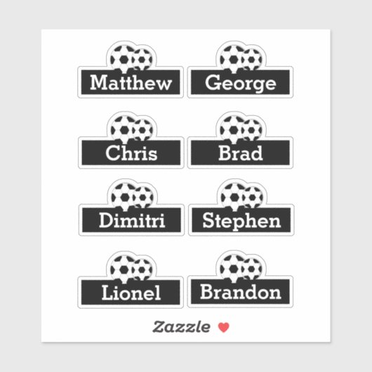 DIYサッカー党の優秀男子の名前 シール (シート)