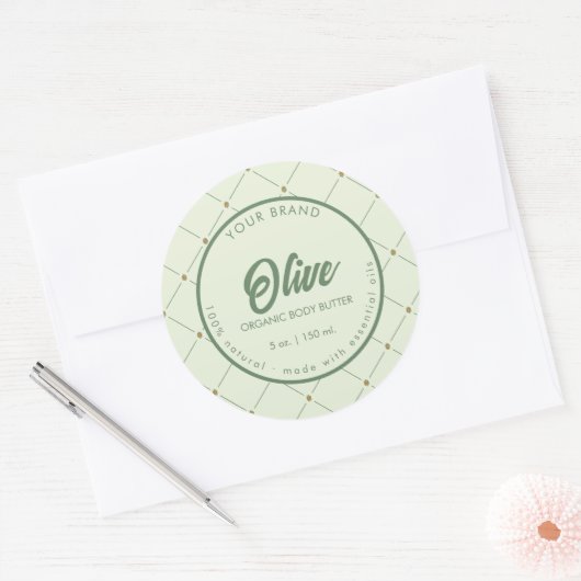 DIYサークルコスメティックJARラベル(レトロ緑) ラウンドシール (封筒)