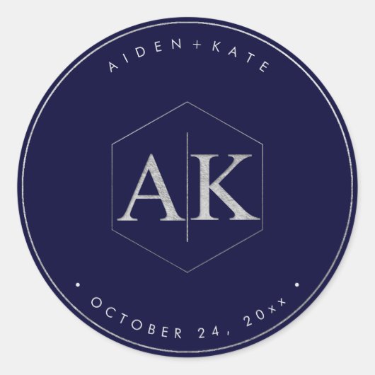 DIYシルバーフェイクモノグラム ラウンドシール (正面)