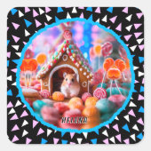 DIYジンジャーブレッドハウスハムスター スクエアシール (正面)