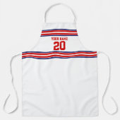 DIYチームジャージーストライプズWhite Navy Red エプロン (正面)