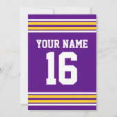DIYチームジャージ ストライプ ゴールド#2 白 紫 招待状 (正面)