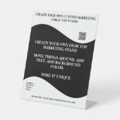DIYデスクトップマーケティングスタンド8x10白黒 台座サイン (正面)