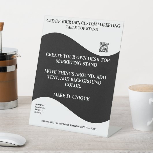 DIYデスクトップマーケティングスタンド8x10白黒 台座サイン (インサイチュ)